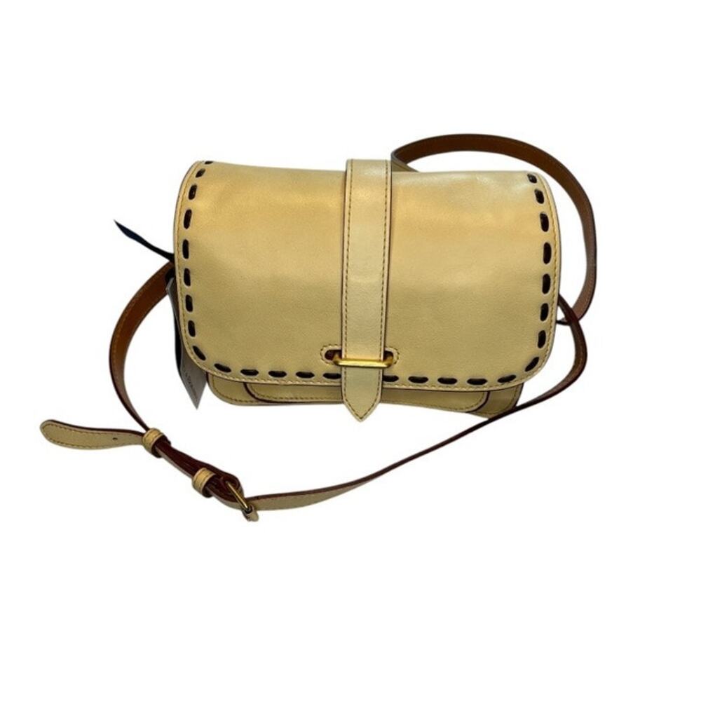 Dooney & Bourke cream binocular bag w/brown leather stitching, red interior - Picture 5 of 16